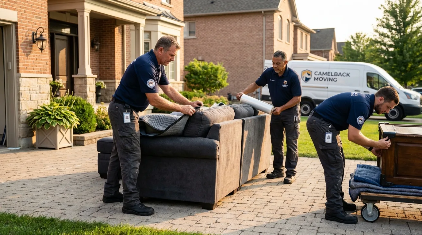 Large estate moving crew wrapping furniture in Colfax, LA